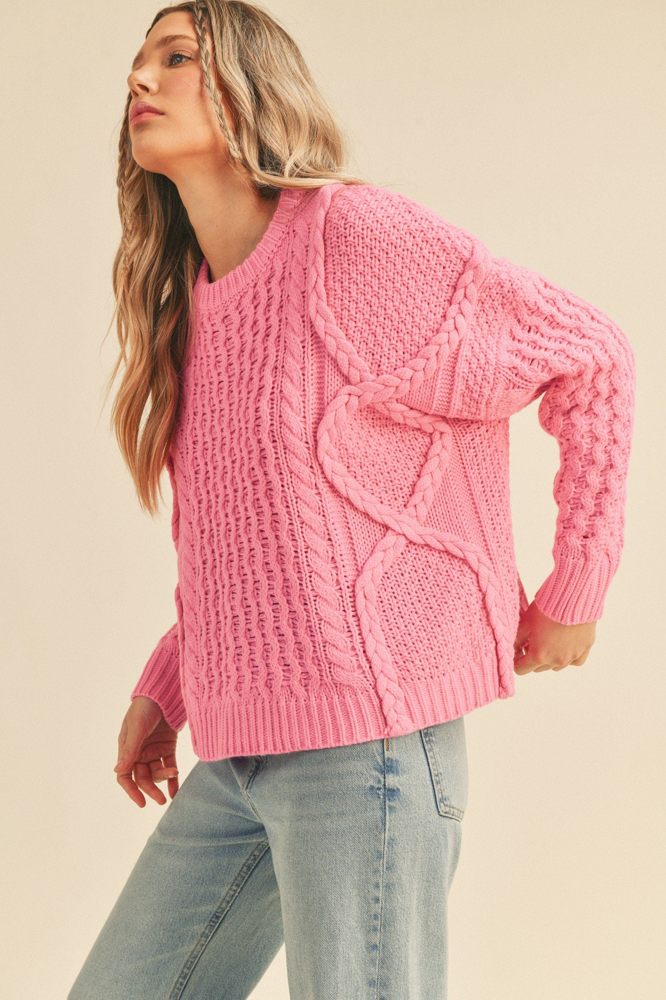 cozy cableknit sweater