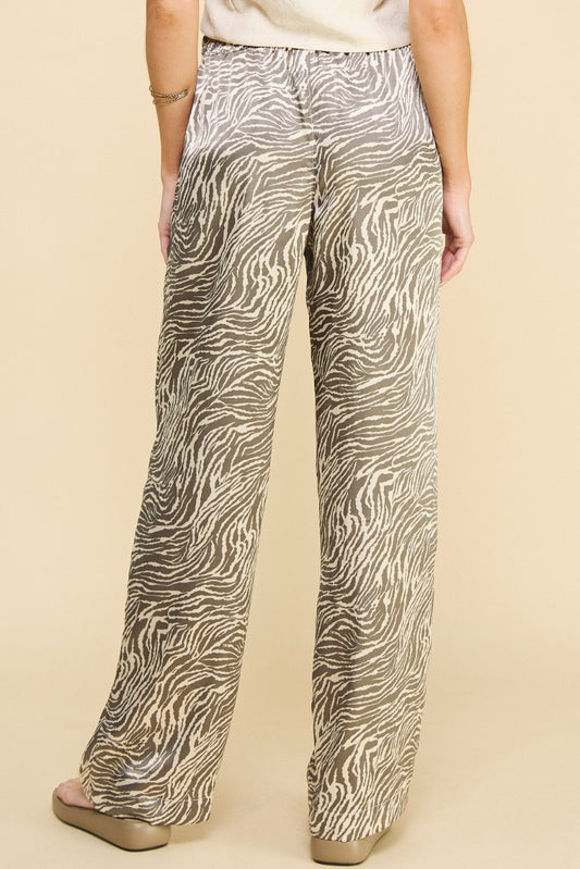 zebra satin pants